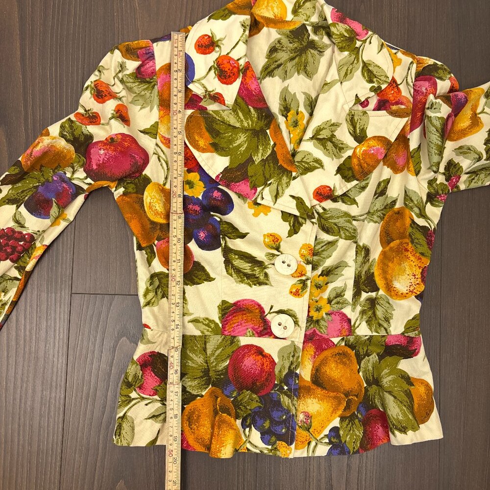 VTG SirJé of California Fruit Print Blazer Women’s Small Artsy Whimsical Retro - Picture 14 of 16
